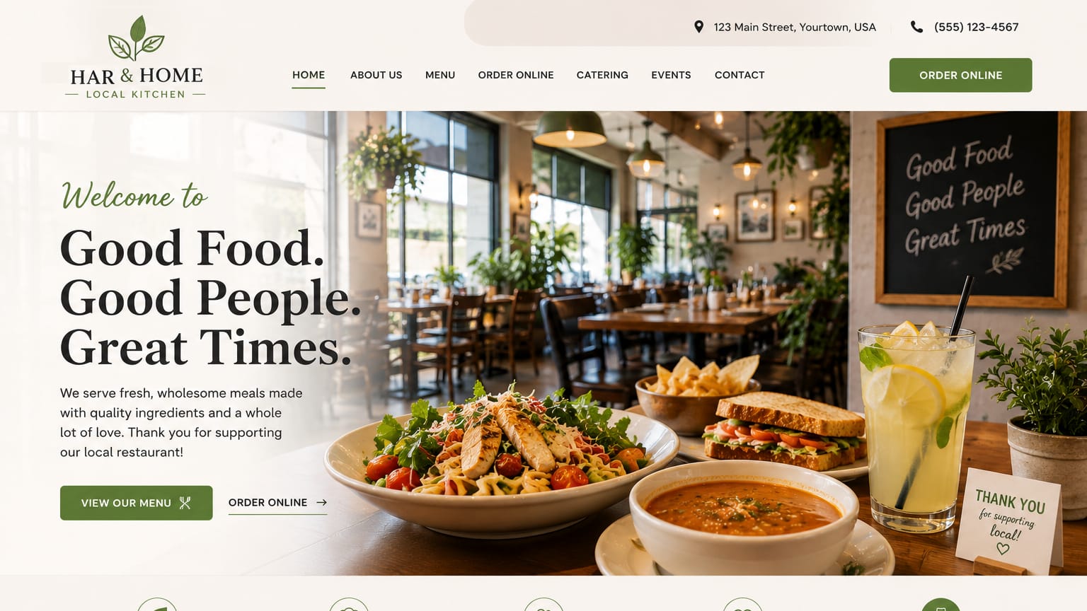 Sample restaurant website designed by ClarioDesign